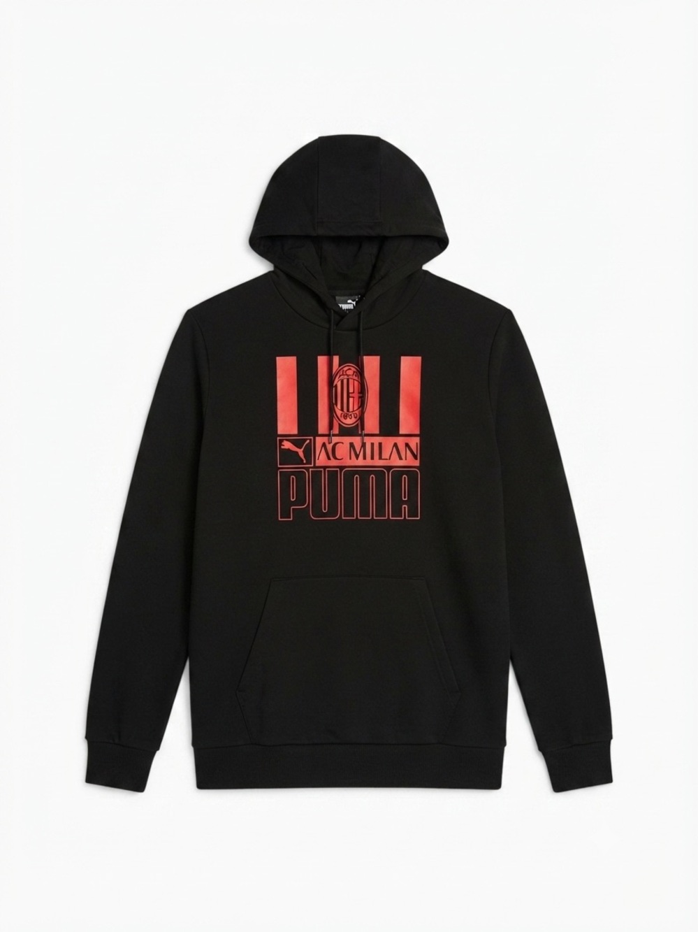 Puma x AC Milan Black Red Graphic Soccer Fan Hoodie Pullover Medium M